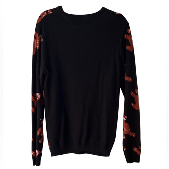 Christmas Gingerbread Ninjas Ugly Sweater Soft Lounge Party Unisex Black Med EUC - Picture 2 of 7